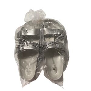 Shade & Shore Neida EVA Two Band Slide Sandals Metallic Silver Womens 9